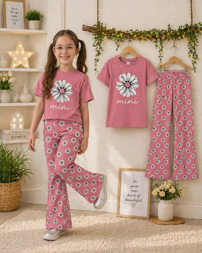 (3Y–12Y ) Girls Soft Printed Top & Pants Set