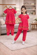 (3Y–12Y ) Girls Soft Printed Top & Pants Set