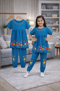 (3Y–12Y ) Girls Soft Printed Top & Pants Set