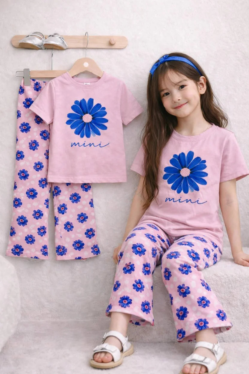 (3Y–12Y ) Girls Soft Printed Top & Pants Set